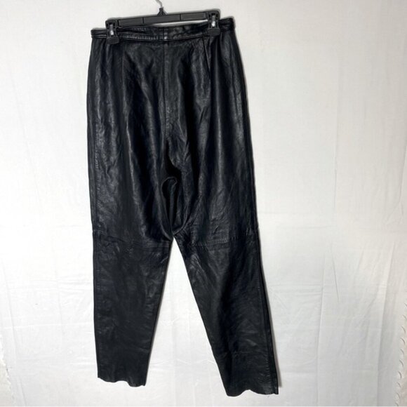 Vintage Jez Creations Montreal Black Leather High Rise Relaxed Leather Pants 8 - Picture 2 of 15